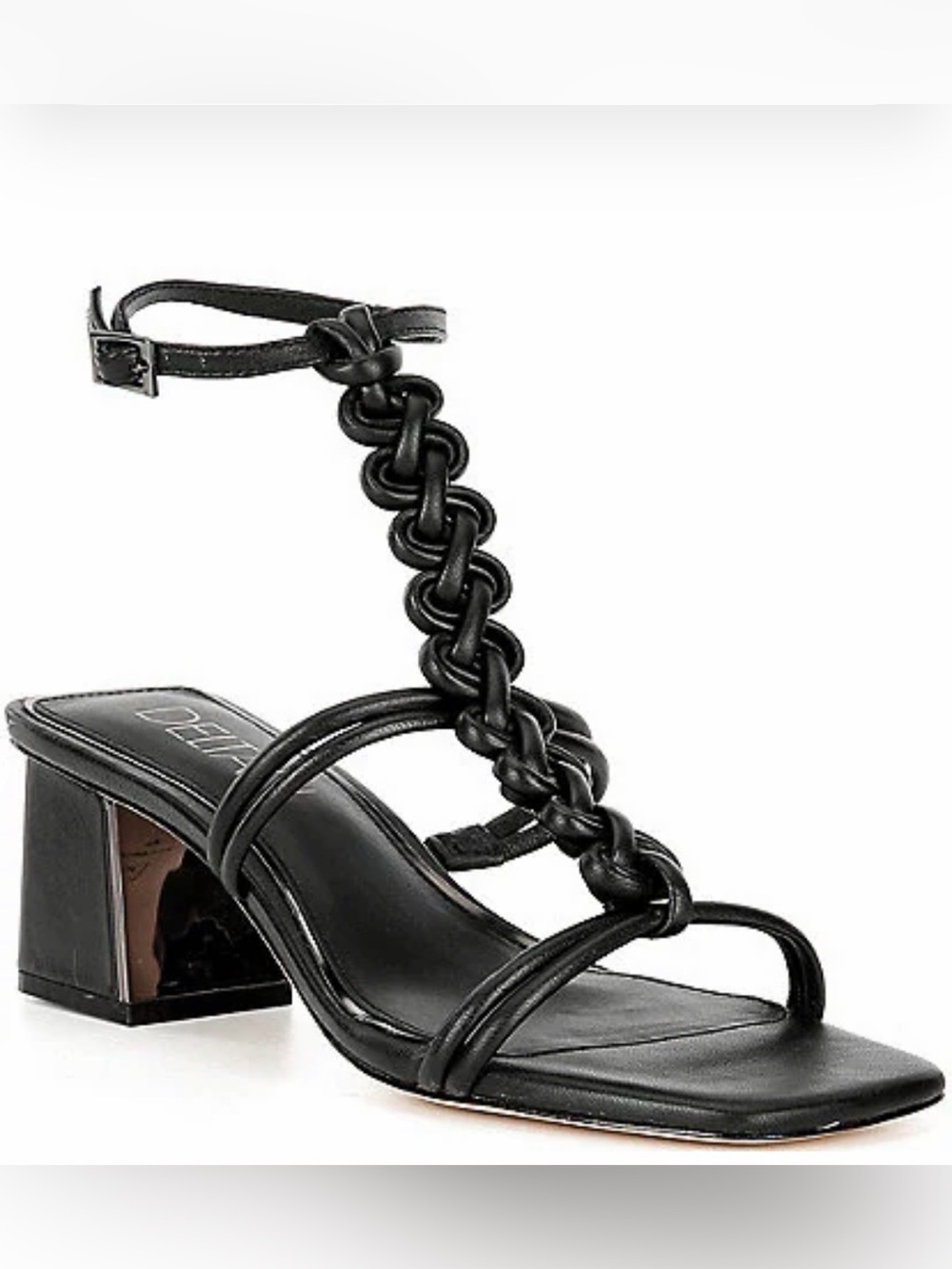 New with tags leather Deltan Woven Strap Block Heel Dress Sandals comfortable